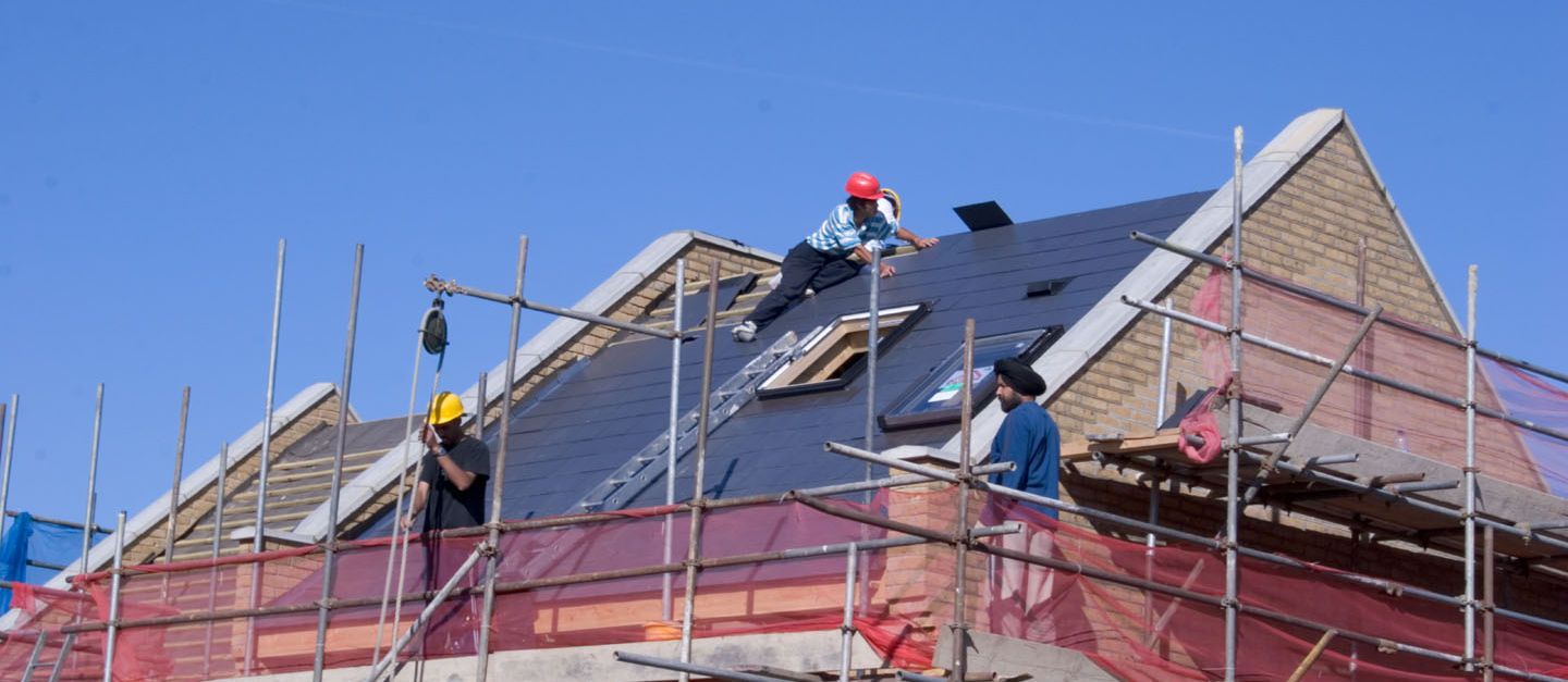 Slate roofing installation project